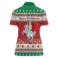 Belarus Pahonia Christmas Women Polo Shirt Belarusian Vytis Knight Xmas Pattern - Wonder Print Shop