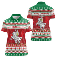 Belarus Pahonia Christmas Women Polo Shirt Belarusian Vytis Knight Xmas Pattern - Wonder Print Shop