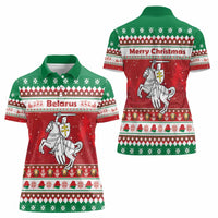 Belarus Pahonia Christmas Women Polo Shirt Belarusian Vytis Knight Xmas Pattern - Wonder Print Shop