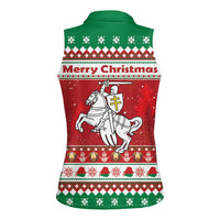Belarus Pahonia Christmas Women Sleeveless Polo Shirt Belarusian Vytis Knight Xmas Pattern - Wonder Print Shop