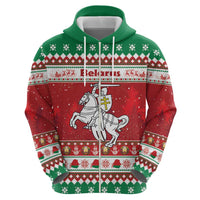 Belarus Pahonia Christmas Zip Hoodie Belarusian Vytis Knight Xmas Pattern - Wonder Print Shop