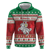 Belarus Pahonia Christmas Zip Hoodie Belarusian Vytis Knight Xmas Pattern - Wonder Print Shop
