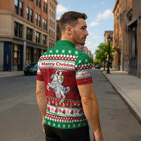 Belarus Pahonia Christmas Zipper Polo Shirt Belarusian Vytis Knight Xmas Pattern - Wonder Print Shop