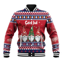 Norway Nisse Christmas Baseball Jacket God Jul Norwegian Christmas Pattern - Wonder Print Shop
