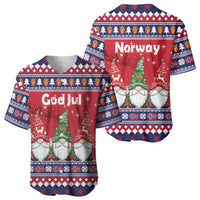 Norway Nisse Christmas Baseball Jersey God Jul Norwegian Christmas Pattern - Wonder Print Shop