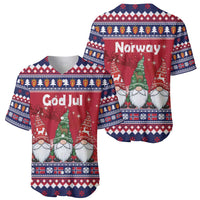Norway Nisse Christmas Baseball Jersey God Jul Norwegian Christmas Pattern - Wonder Print Shop