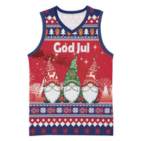 Norway Nisse Christmas Basketball Jersey God Jul Norwegian Christmas Pattern - Wonder Print Shop