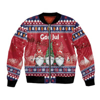 Norway Nisse Christmas Bomber Jacket God Jul Norwegian Christmas Pattern - Wonder Print Shop