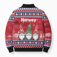 Norway Nisse Christmas Bomber Puffer Jacket God Jul Norwegian Christmas Pattern - Wonder Print Shop