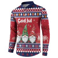 Norway Nisse Christmas Button Sweatshirt God Jul Norwegian Christmas Pattern - Wonder Print Shop