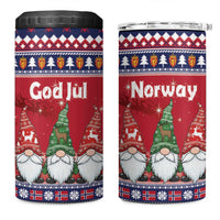 Norway Nisse Christmas 4 in 1 Can Cooler Tumbler God Jul Norwegian Christmas Pattern - Wonder Print Shop