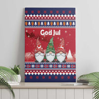 Norway Nisse Christmas Canvas Wall Art God Jul Norwegian Christmas Pattern - Wonder Print Shop