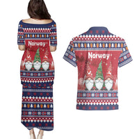 Norway Nisse Christmas Couples Matching Puletasi and Hawaiian Shirt God Jul Norwegian Christmas Pattern - Wonder Print Shop