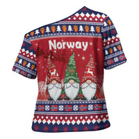 Norway Nisse Christmas Cross Shoulder Shirt God Jul Norwegian Christmas Pattern - Wonder Print Shop