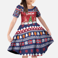 Norway Nisse Christmas Family Matching Long Sleeve Bodycon Dress and Hawaiian Shirt God Jul Norwegian Christmas Pattern - Wonder Print Shop