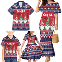 Norway Nisse Christmas Family Matching Mermaid Dress and Hawaiian Shirt God Jul Norwegian Christmas Pattern - Wonder Print Shop