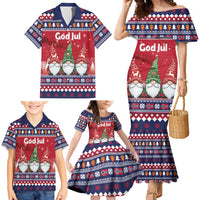 Norway Nisse Christmas Family Matching Mermaid Dress and Hawaiian Shirt God Jul Norwegian Christmas Pattern - Wonder Print Shop