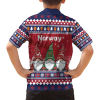 Norway Nisse Christmas Family Matching Off The Shoulder Long Sleeve Dress and Hawaiian Shirt God Jul Norwegian Christmas Pattern - Wonder Print Shop