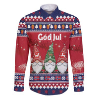 Norway Nisse Christmas Family Matching Off The Shoulder Long Sleeve Dress and Hawaiian Shirt God Jul Norwegian Christmas Pattern - Wonder Print Shop