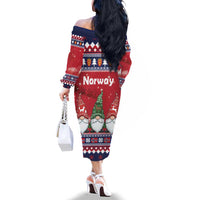 Norway Nisse Christmas Family Matching Off The Shoulder Long Sleeve Dress and Hawaiian Shirt God Jul Norwegian Christmas Pattern - Wonder Print Shop