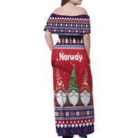 Norway Nisse Christmas Family Matching Off Shoulder Maxi Dress and Hawaiian Shirt God Jul Norwegian Christmas Pattern - Wonder Print Shop