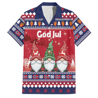 Norway Nisse Christmas Family Matching Off Shoulder Short Dress and Hawaiian Shirt God Jul Norwegian Christmas Pattern - Wonder Print Shop