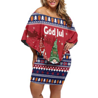 Norway Nisse Christmas Family Matching Off Shoulder Short Dress and Hawaiian Shirt God Jul Norwegian Christmas Pattern - Wonder Print Shop
