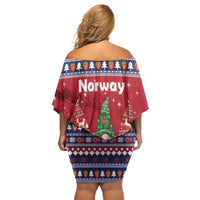Norway Nisse Christmas Family Matching Off Shoulder Short Dress and Hawaiian Shirt God Jul Norwegian Christmas Pattern - Wonder Print Shop