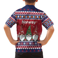 Norway Nisse Christmas Family Matching Short Sleeve Bodycon Dress and Hawaiian Shirt God Jul Norwegian Christmas Pattern - Wonder Print Shop