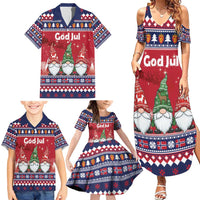 Norway Nisse Christmas Family Matching Summer Maxi Dress and Hawaiian Shirt God Jul Norwegian Christmas Pattern - Wonder Print Shop
