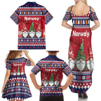 Norway Nisse Christmas Family Matching Summer Maxi Dress and Hawaiian Shirt God Jul Norwegian Christmas Pattern - Wonder Print Shop