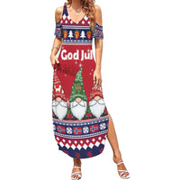 Norway Nisse Christmas Family Matching Summer Maxi Dress and Hawaiian Shirt God Jul Norwegian Christmas Pattern - Wonder Print Shop