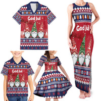 Norway Nisse Christmas Family Matching Tank Maxi Dress and Hawaiian Shirt God Jul Norwegian Christmas Pattern - Wonder Print Shop