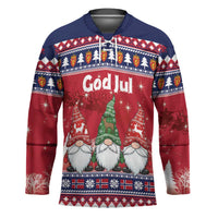 Norway Nisse Christmas Hockey Jersey God Jul Norwegian Christmas Pattern - Wonder Print Shop
