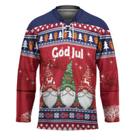 Norway Nisse Christmas Hockey Jersey God Jul Norwegian Christmas Pattern - Wonder Print Shop