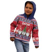 Norway Nisse Christmas Kid Hoodie God Jul Norwegian Christmas Pattern - Wonder Print Shop