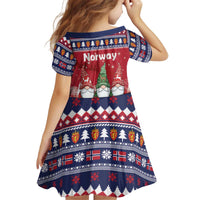 Norway Nisse Christmas Kid Short Sleeve Dress God Jul Norwegian Christmas Pattern - Wonder Print Shop