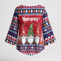 Norway Nisse Christmas Kimono Sleeve Blouse God Jul Norwegian Christmas Pattern - Wonder Print Shop