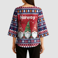 Norway Nisse Christmas Kimono Sleeve Blouse God Jul Norwegian Christmas Pattern - Wonder Print Shop