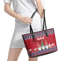 Norway Nisse Christmas Leather Tote Bag God Jul Norwegian Christmas Pattern - Wonder Print Shop