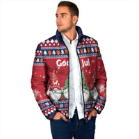 Norway Nisse Christmas Padded Jacket God Jul Norwegian Christmas Pattern - Wonder Print Shop