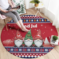 Norway Nisse Christmas Round Carpet God Jul Norwegian Christmas Pattern - Wonder Print Shop