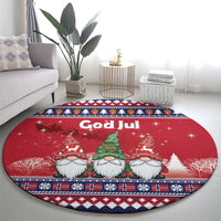 Norway Nisse Christmas Round Carpet God Jul Norwegian Christmas Pattern - Wonder Print Shop