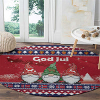 Norway Nisse Christmas Round Carpet God Jul Norwegian Christmas Pattern - Wonder Print Shop