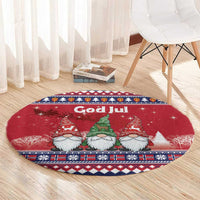 Norway Nisse Christmas Round Carpet God Jul Norwegian Christmas Pattern - Wonder Print Shop