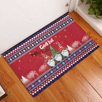 Norway Nisse Christmas Rubber Doormat God Jul Norwegian Christmas Pattern - Wonder Print Shop