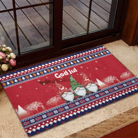 Norway Nisse Christmas Rubber Doormat God Jul Norwegian Christmas Pattern - Wonder Print Shop