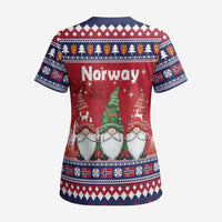 Norway Nisse Christmas Scrub Top God Jul Norwegian Christmas Pattern - Wonder Print Shop