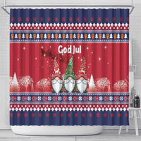 Norway Nisse Christmas Shower Curtain God Jul Norwegian Christmas Pattern - Wonder Print Shop
