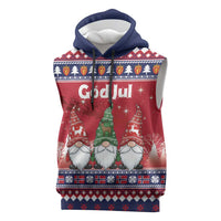 Norway Nisse Christmas Sleeveless Hoodie God Jul Norwegian Christmas Pattern - Wonder Print Shop